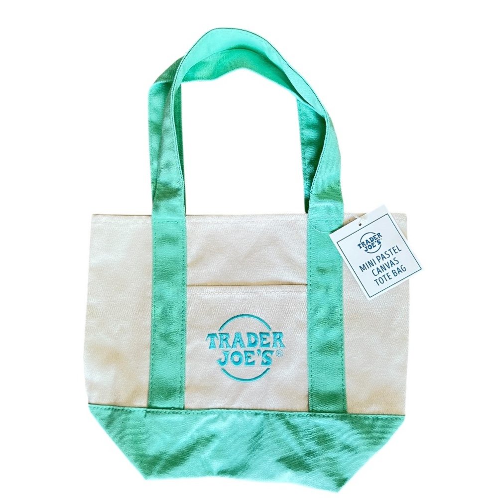 Trader Joe's Pastel Mini Canvas Tote Bags 2025 LIMITED EDITION NWT - Mint Green